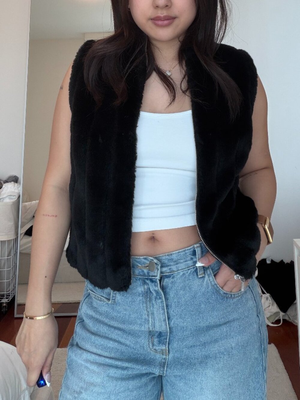 Ann Taylor Loft Faux Fur Vest Top